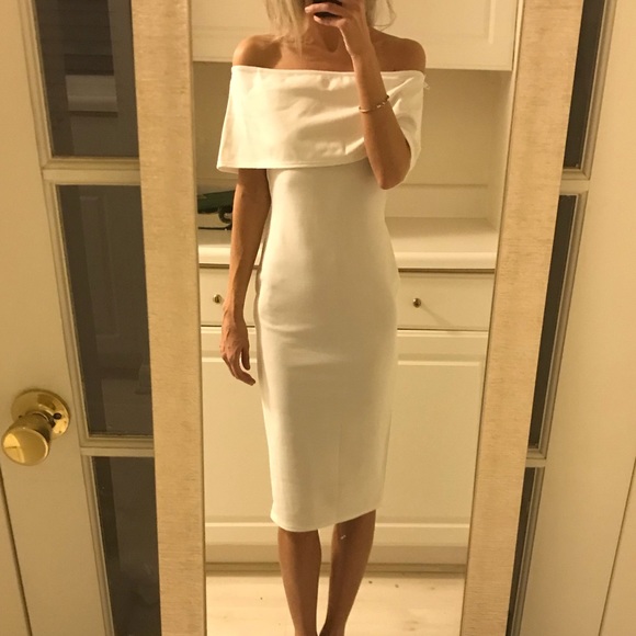 1 LEFT! NWT ASOS white off the shoulder midi dress - Picture 3 of 5